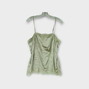 White House Lace Silk Cami Size L Champaigne Corset Seams